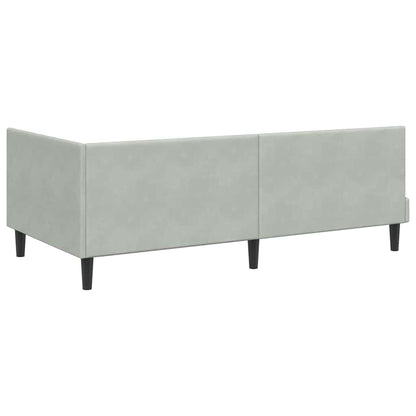 Corner Bed Frame with Headboard Light grey 90 x 200 cm Velvet