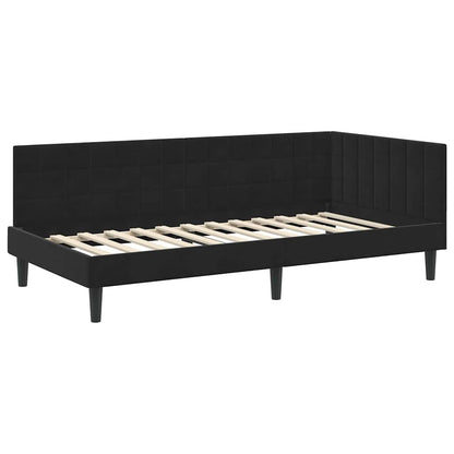 Corner Bed Frame with Headboard Black 90 x 200 cm Velvet