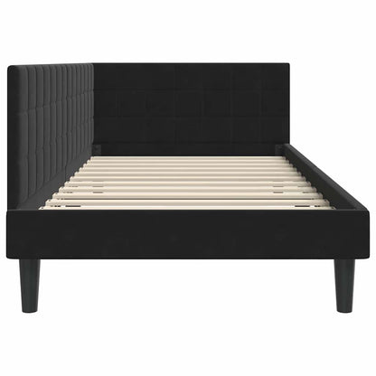 Corner Bed Frame with Headboard Black 90 x 200 cm Velvet
