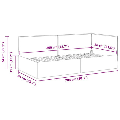 Corner Bed Frame with Headboard Dark grey 80 x 200 cm Fabric