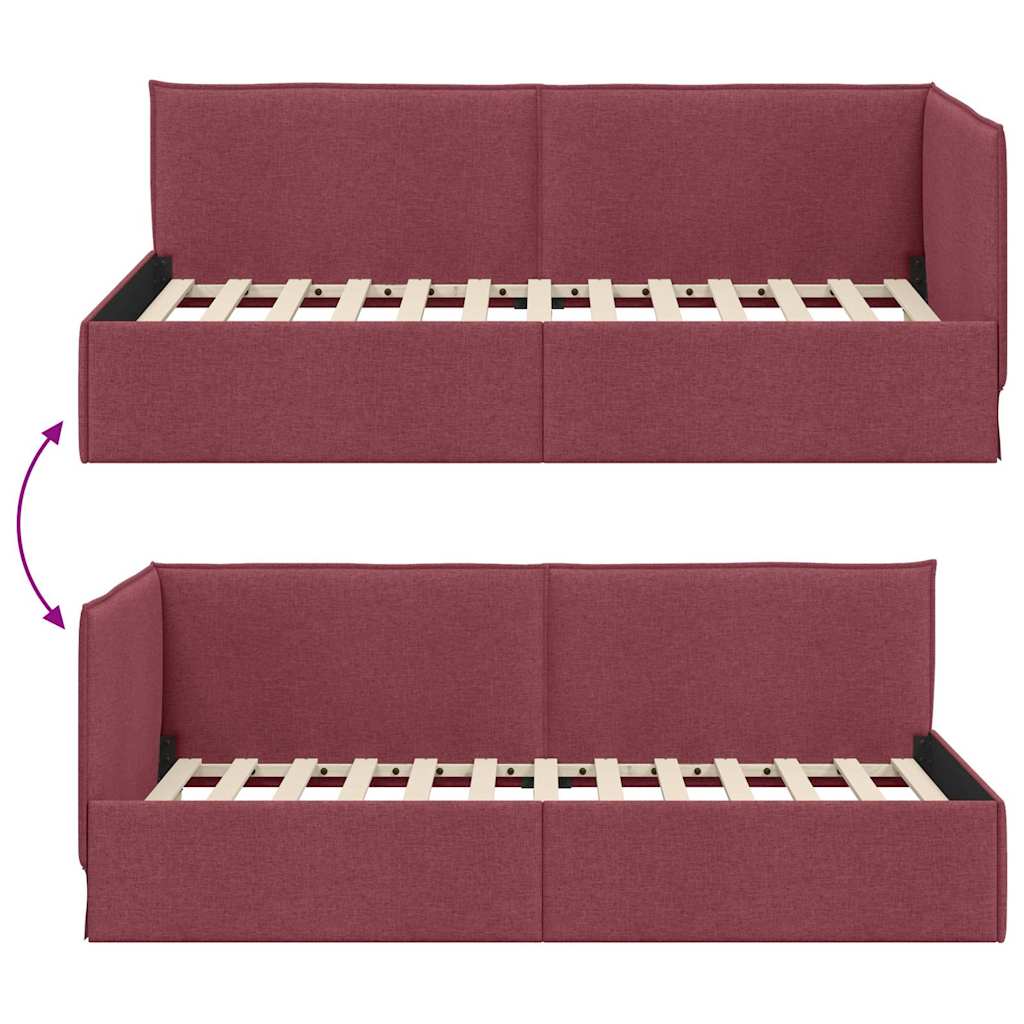 Corner Bed Frame with Headboard Wine red 80 x 200 cm Fabric