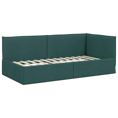 Corner Bed Frame with Headboard Dark green 80 x 200 cm Fabric