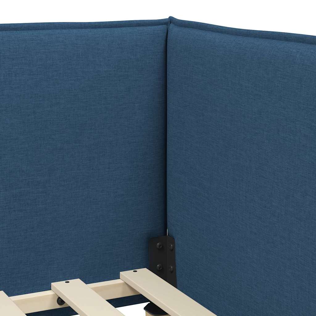 Corner Bed Frame with Headboard Blue 80 x 200 cm Fabric