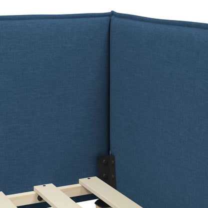 Corner Bed Frame with Headboard Blue 80 x 200 cm Fabric