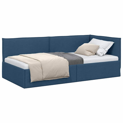 Corner Bed Frame with Headboard Blue 80 x 200 cm Fabric