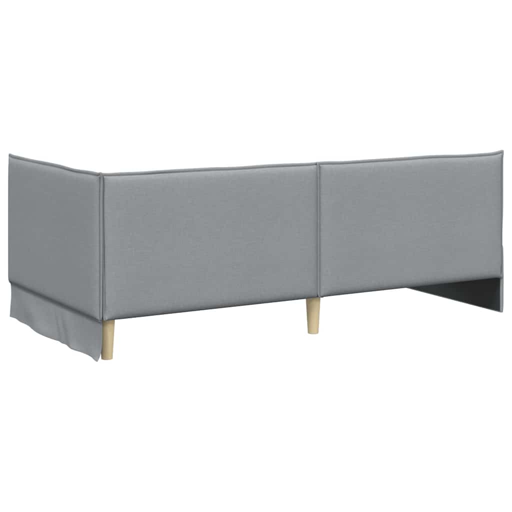 Corner Bed Frame with Headboard Light grey 90 x 190 cm Fabric