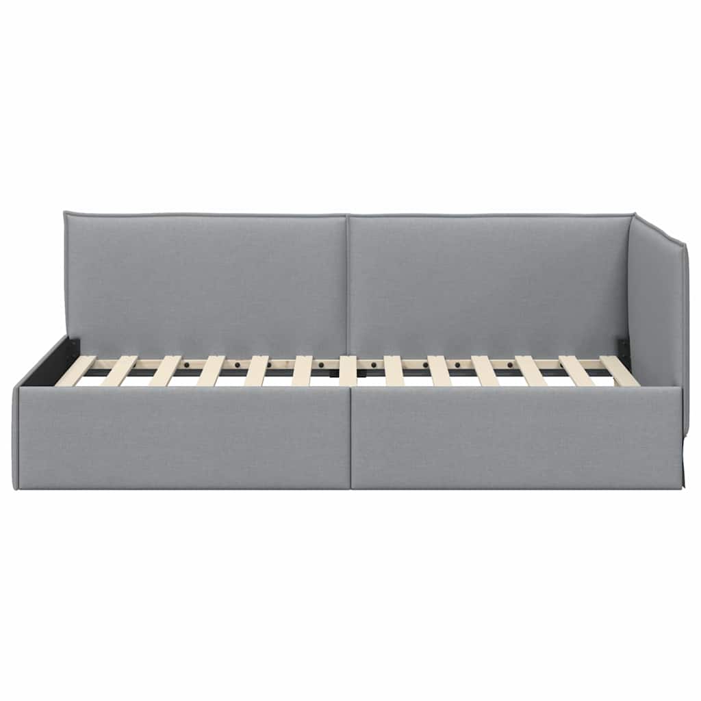 Corner Bed Frame with Headboard Light grey 90 x 190 cm Fabric