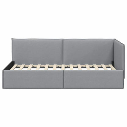 Corner Bed Frame with Headboard Light grey 90 x 190 cm Fabric