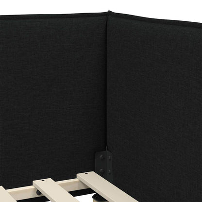 Corner Bed Frame with Headboard Black 90 x 190 cm Fabric