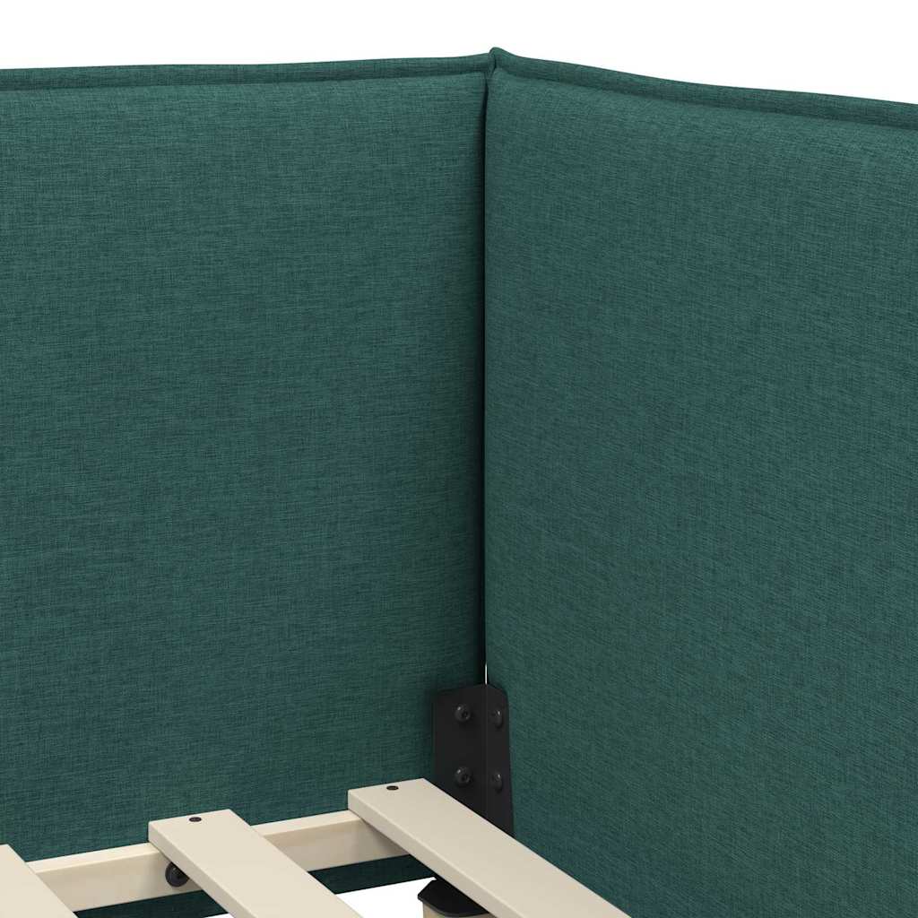Corner Bed Frame with Headboard Dark green 90 x 190 cm Fabric
