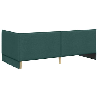 Corner Bed Frame with Headboard Dark green 90 x 190 cm Fabric