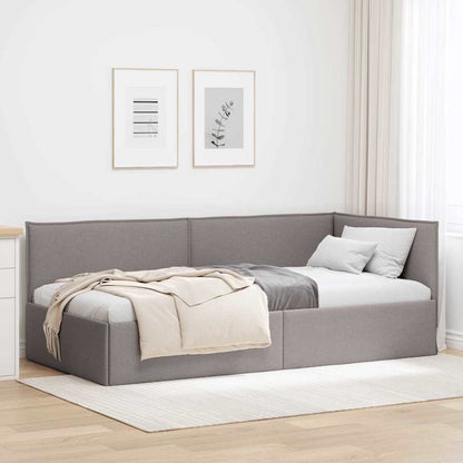 Corner Bed Frame with Headboard Taupe 90 x 190 cm Fabric