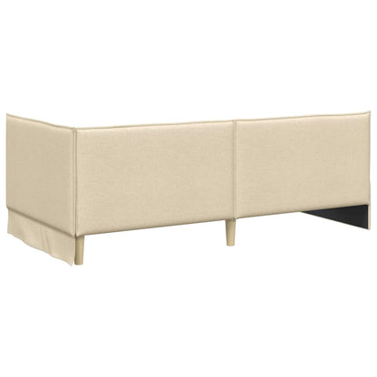 Corner Bed Frame with Headboard Cream 90 x 190 cm Fabric