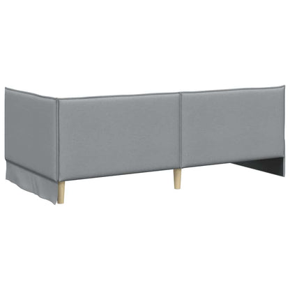 Corner Bed Frame with Headboard Light grey 90 x 200 cm Fabric