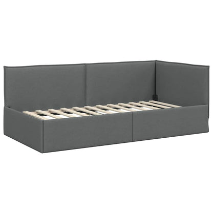 Corner Bed Frame with Headboard Dark grey 90 x 200 cm Fabric