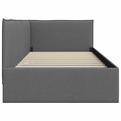 Corner Bed Frame with Headboard Dark grey 90 x 200 cm Fabric