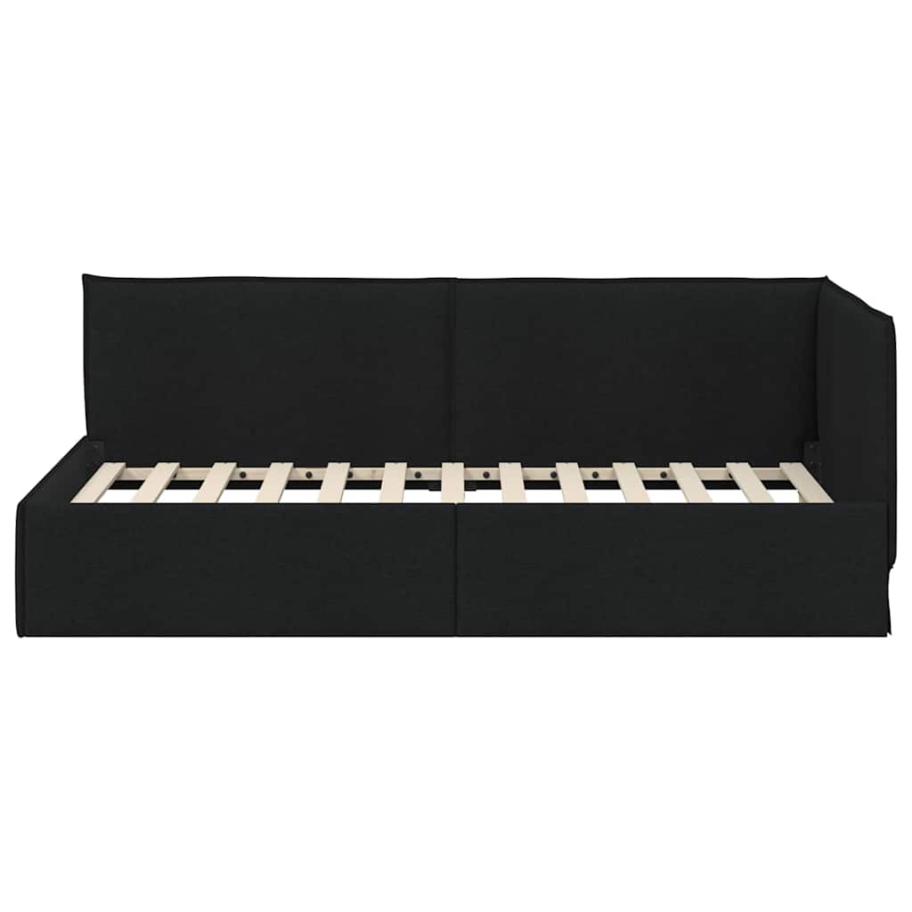 Corner Bed Frame with Headboard Black 90 x 200 cm Fabric