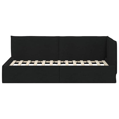 Corner Bed Frame with Headboard Black 90 x 200 cm Fabric