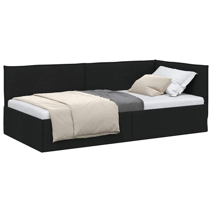 Corner Bed Frame with Headboard Black 90 x 200 cm Fabric