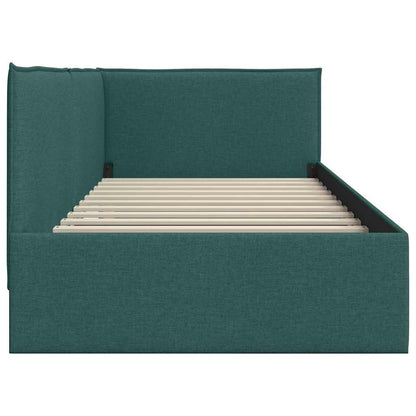 Corner Bed Frame with Headboard Dark green 90 x 200 cm Fabric