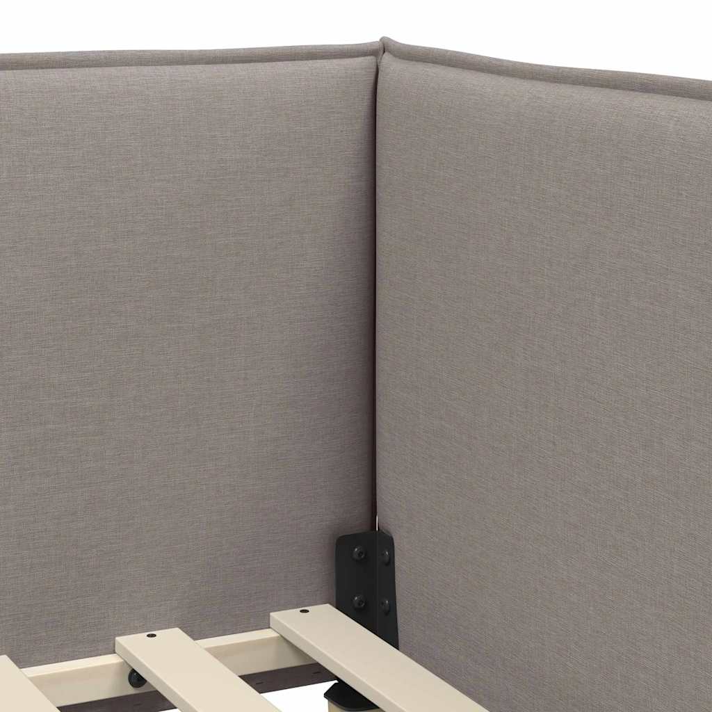 Corner Bed Frame with Headboard Taupe 90 x 200 cm Fabric