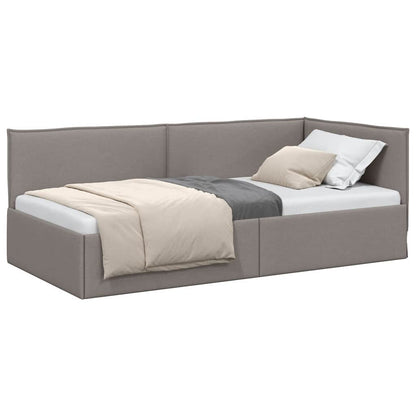 Corner Bed Frame with Headboard Taupe 90 x 200 cm Fabric