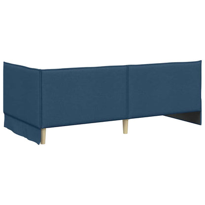 Corner Bed Frame with Headboard Blue 90 x 200 cm Fabric