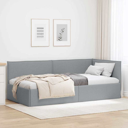 Corner Bed Frame with Headboard Light grey 100 x 200 cm Fabric