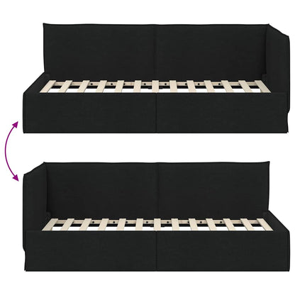 Corner Bed Frame with Headboard Black 100 x 200 cm Fabric