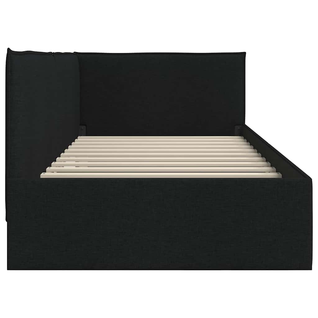Corner Bed Frame with Headboard Black 100 x 200 cm Fabric