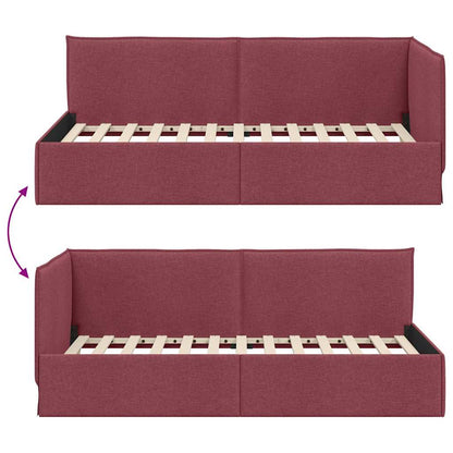 Corner Bed Frame with Headboard Wine red 100 x 200 cm Fabric