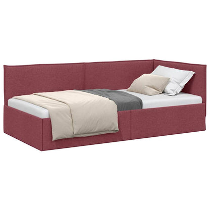 Corner Bed Frame with Headboard Wine red 100 x 200 cm Fabric