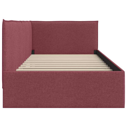 Corner Bed Frame with Headboard Wine red 100 x 200 cm Fabric