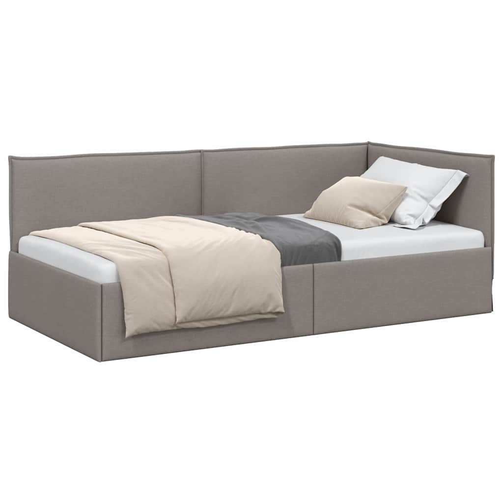 Corner Bed Frame with Headboard Taupe 100 x 200 cm Fabric