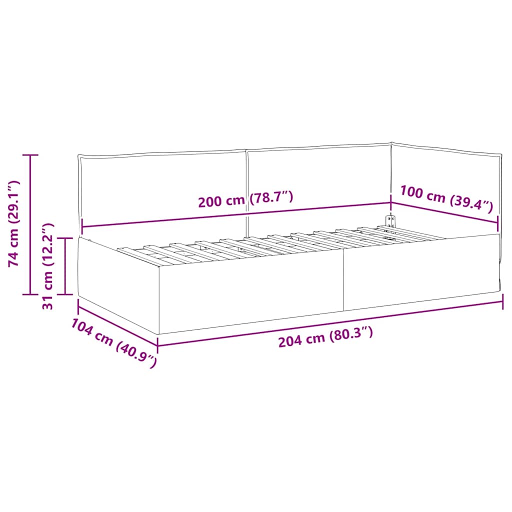 Corner Bed Frame with Headboard Taupe 100 x 200 cm Fabric