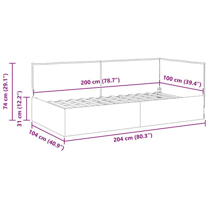 Corner Bed Frame with Headboard Taupe 100 x 200 cm Fabric