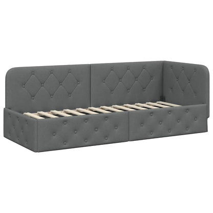Corner Bed Frame with Headboard Dark Grey 80 x 200 cm Fabric