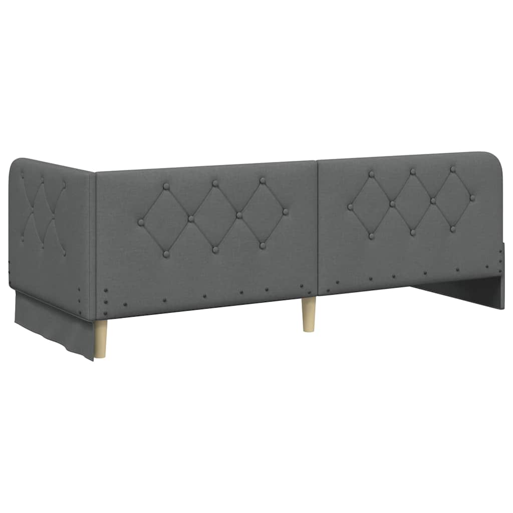 Corner Bed Frame with Headboard Dark Grey 80 x 200 cm Fabric