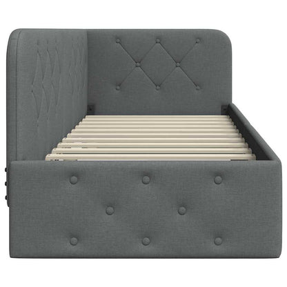 Corner Bed Frame with Headboard Dark Grey 80 x 200 cm Fabric