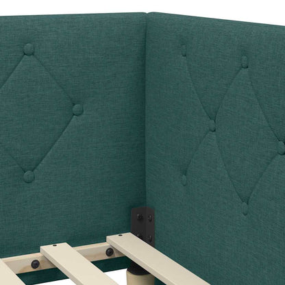 Corner Bed Frame with Headboard Dark Green 80 x 200 cm Fabric