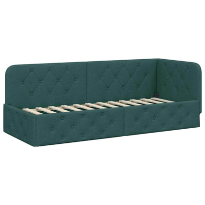 Corner Bed Frame with Headboard Dark Green 80 x 200 cm Fabric