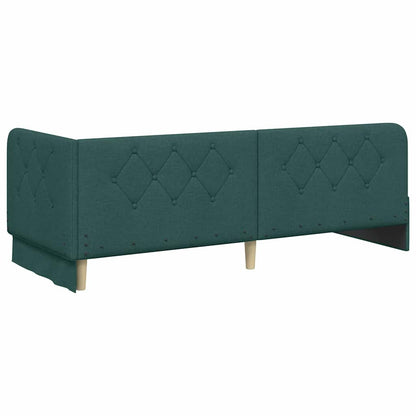Corner Bed Frame with Headboard Dark Green 80 x 200 cm Fabric
