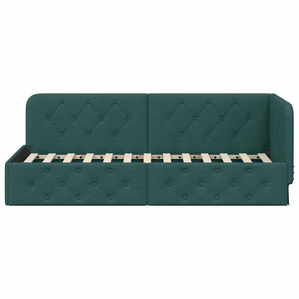 Corner Bed Frame with Headboard Dark Green 80 x 200 cm Fabric