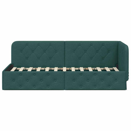 Corner Bed Frame with Headboard Dark Green 80 x 200 cm Fabric