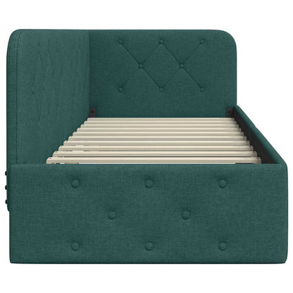 Corner Bed Frame with Headboard Dark Green 80 x 200 cm Fabric