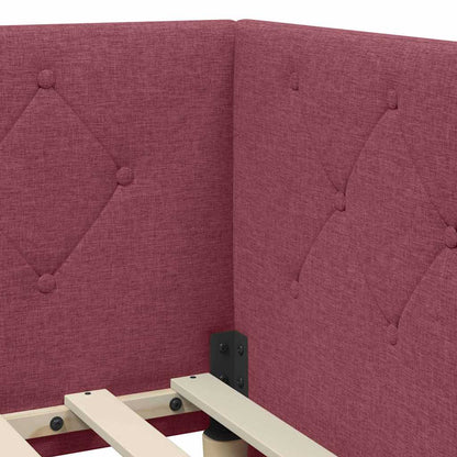 Corner Bed Frame with Headboard Wine Red 90 x 190 cm Fabric