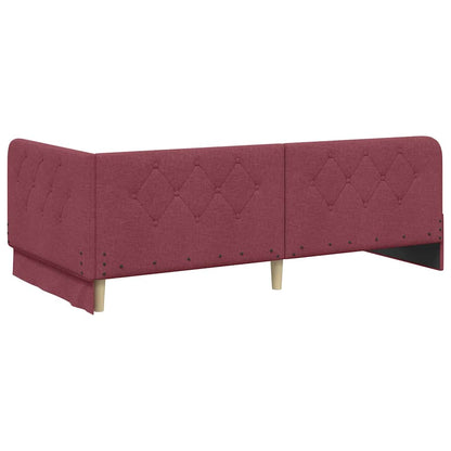 Corner Bed Frame with Headboard Wine Red 90 x 190 cm Fabric