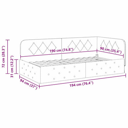 Corner Bed Frame with Headboard Wine Red 90 x 190 cm Fabric