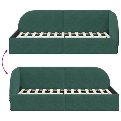 Corner Bed Frame with Headboard Dark green 90 x 190 cm Velvet