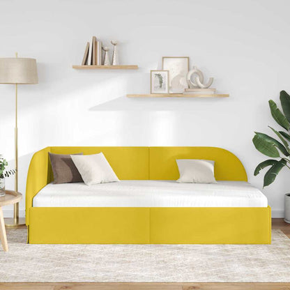 Corner Bed Frame with Headboard Yellow 90 x 190 cm Velvet